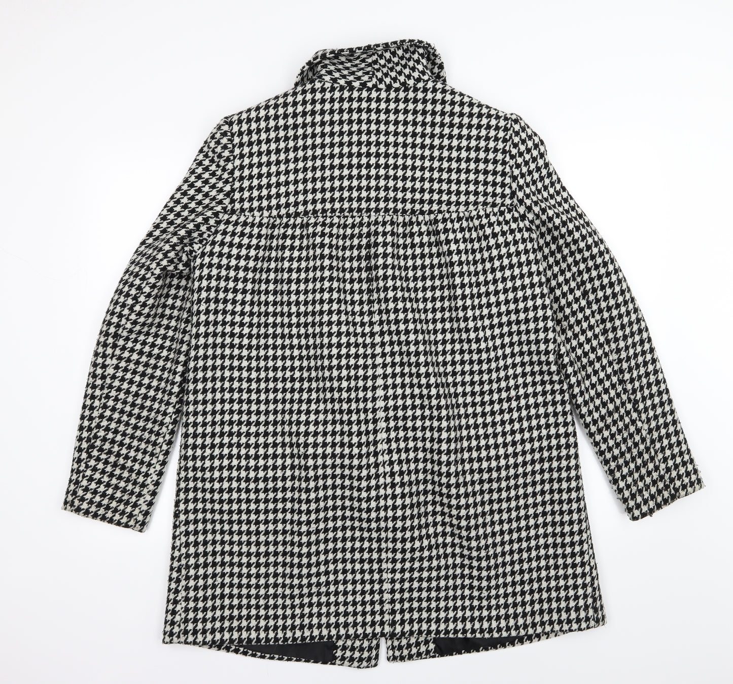 George Womens Black Houndstooth  Overcoat Coat Size 12