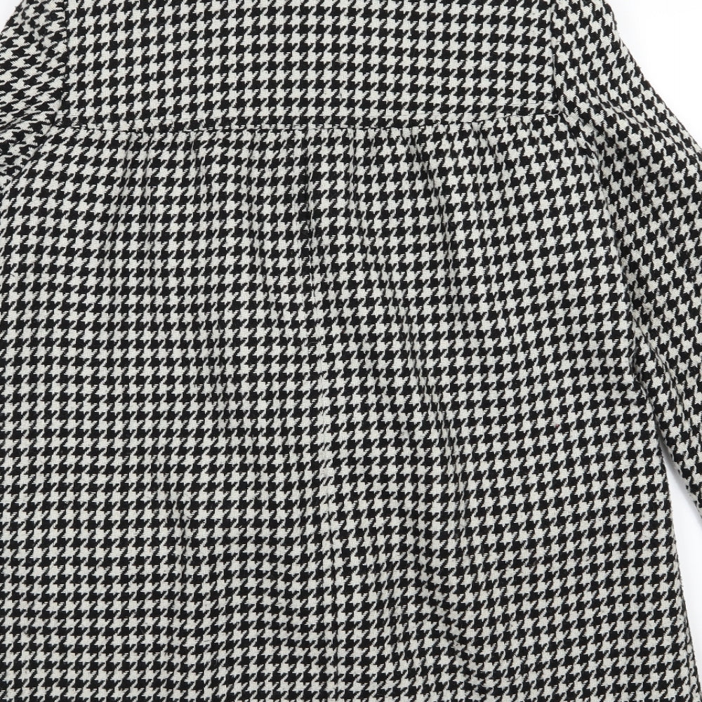 George Womens Black Houndstooth  Overcoat Coat Size 12