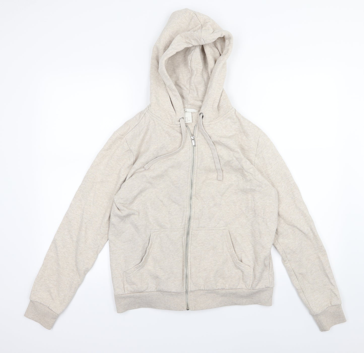 H&M Womens Beige  Jersey Full Zip Hoodie Size M