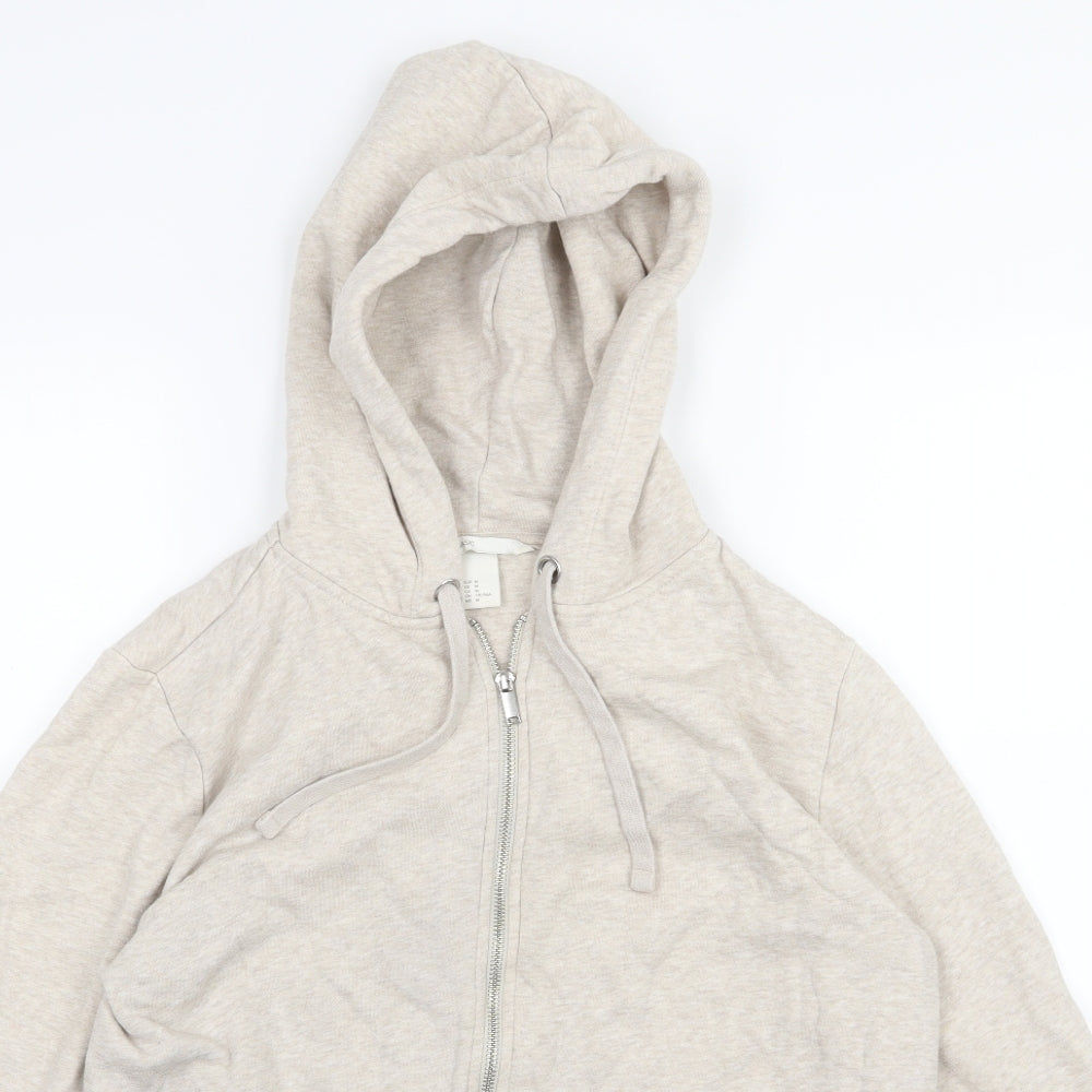 H&M Womens Beige  Jersey Full Zip Hoodie Size M