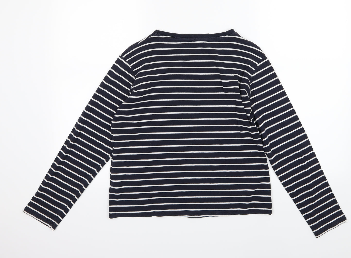 Marks and Spencer Womens Blue Striped Jersey Basic T-Shirt Size 16