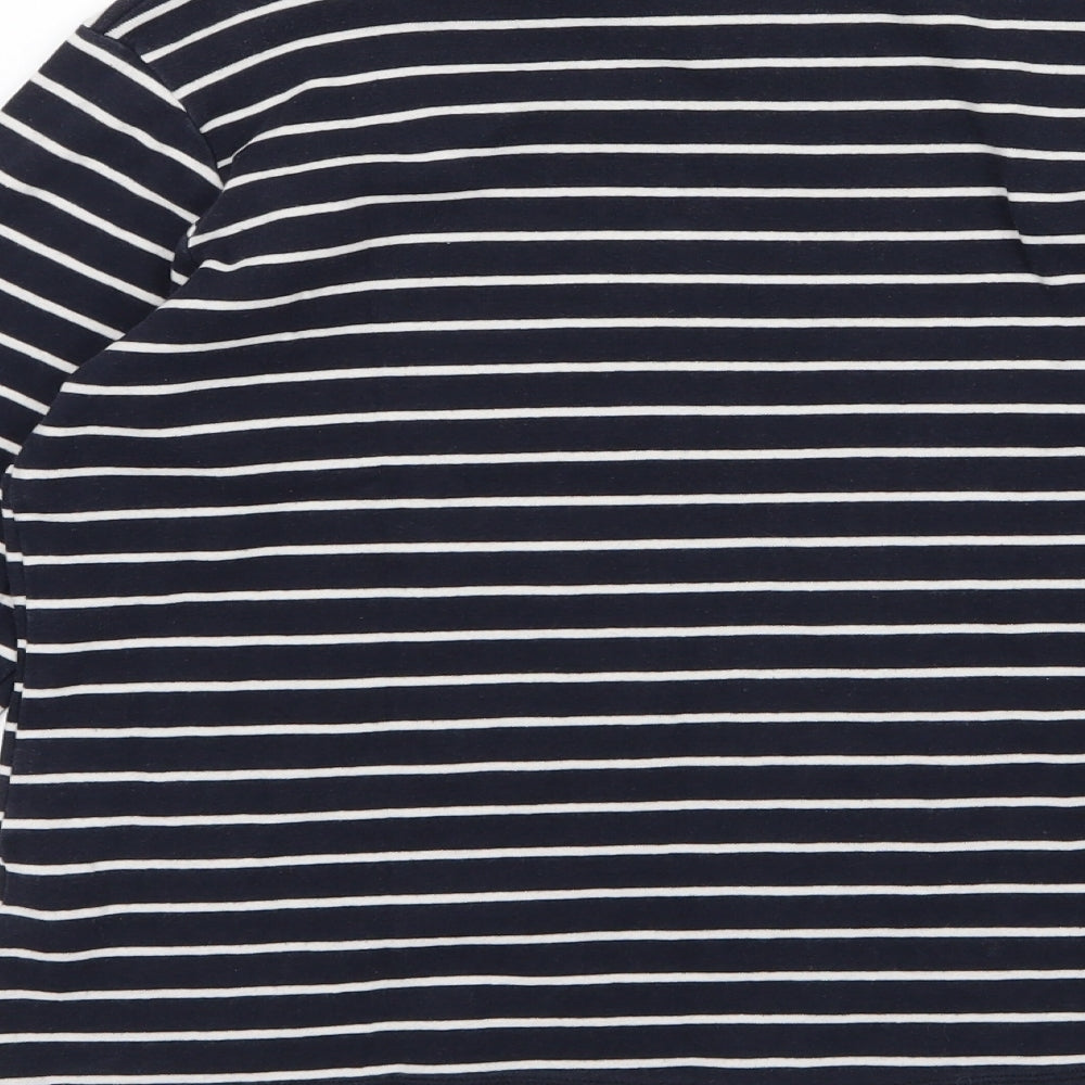 Marks and Spencer Womens Blue Striped Jersey Basic T-Shirt Size 16