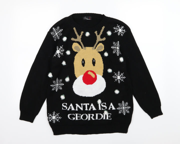 Sui collection Womens Black Knit Pullover Jumper Size S - Christmas