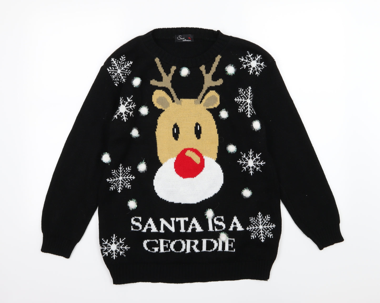 Sui collection Womens Black  Knit Pullover Jumper Size S  - Christmas