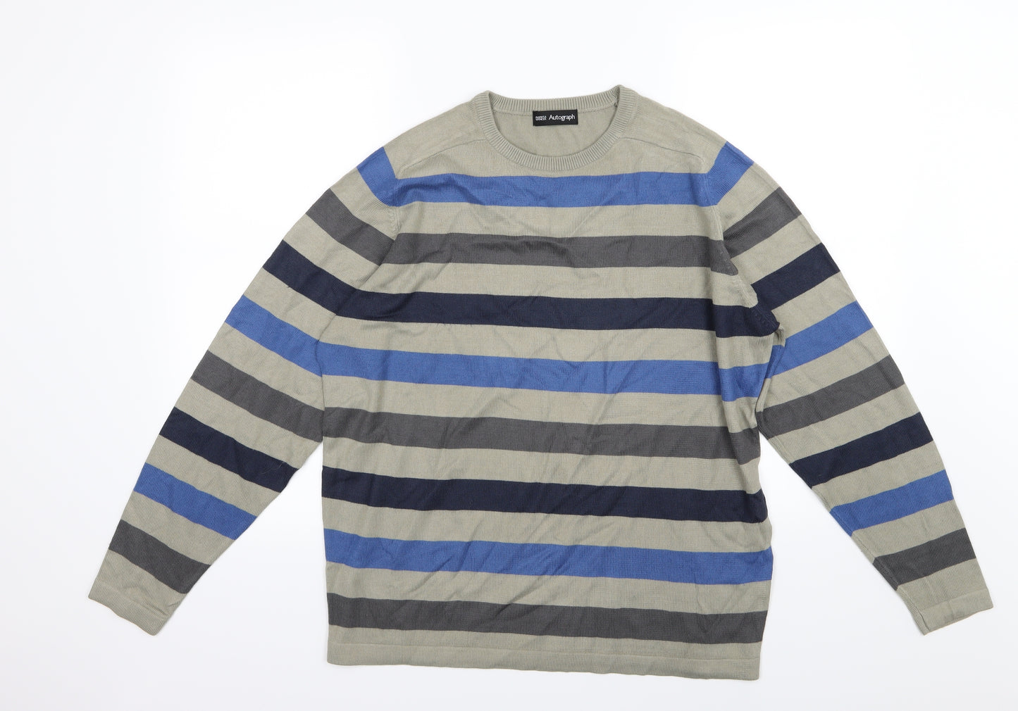 Marks and Spencer Mens Brown Striped Knit Pullover Jumper Size M
