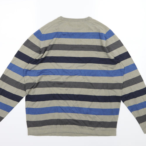 Marks and Spencer Mens Brown Striped Knit Pullover Jumper Size M