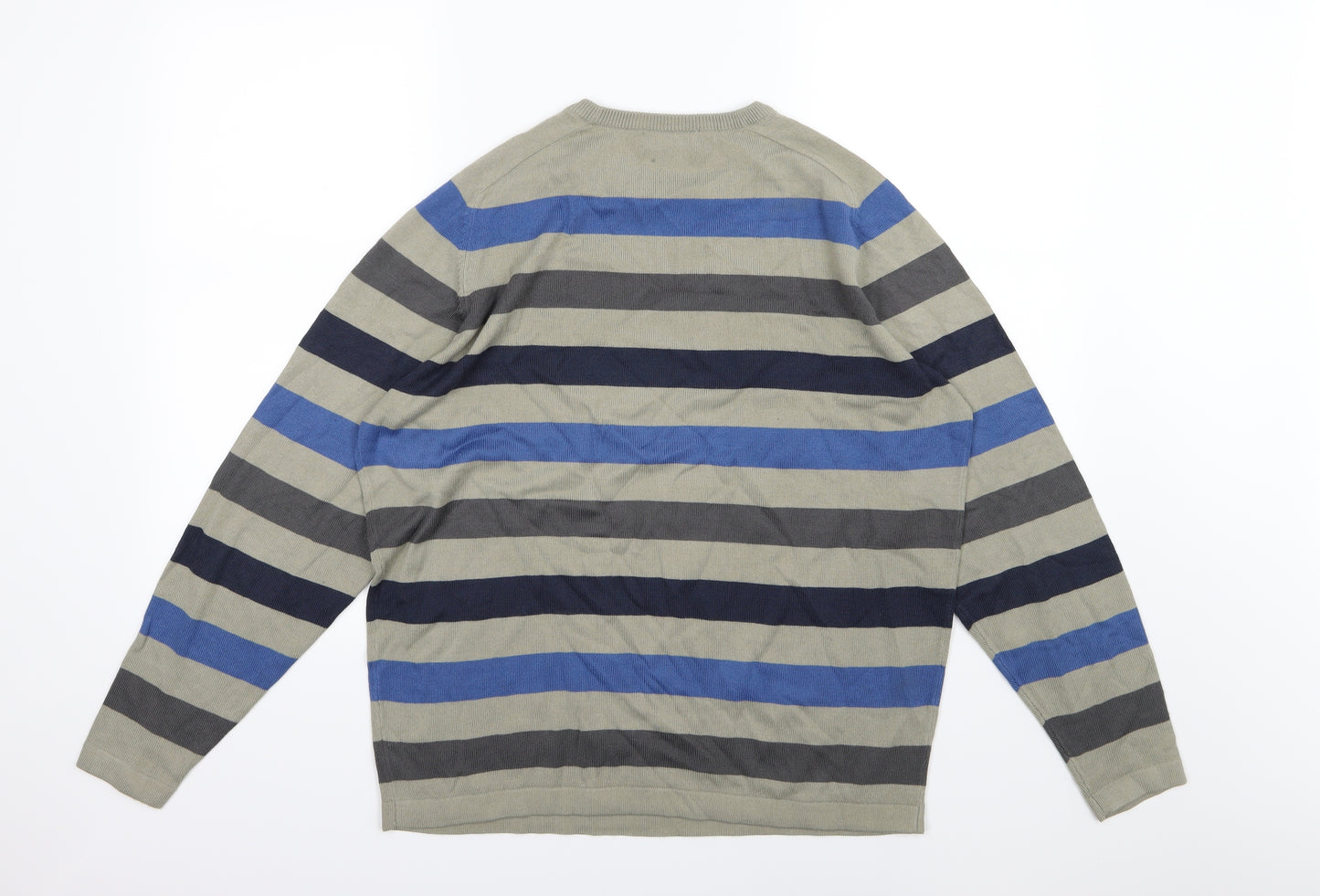 Marks and Spencer Mens Brown Striped Knit Pullover Jumper Size M
