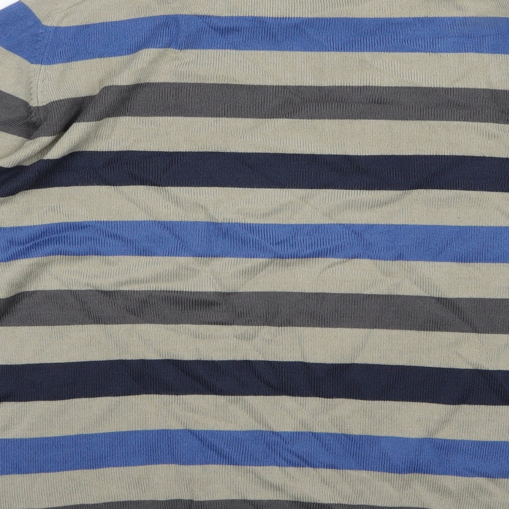 Marks and Spencer Mens Brown Striped Knit Pullover Jumper Size M