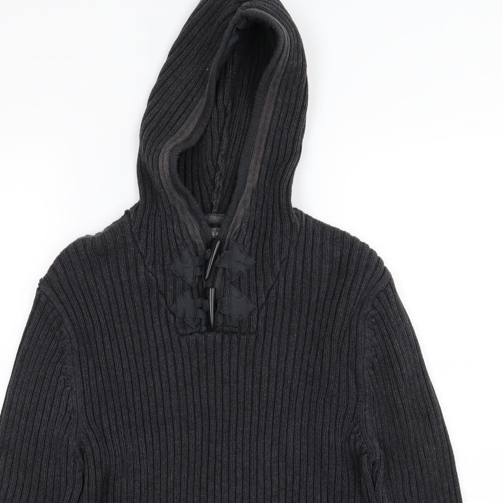 River Island Mens Grey  Knit Pullover Hoodie Size M
