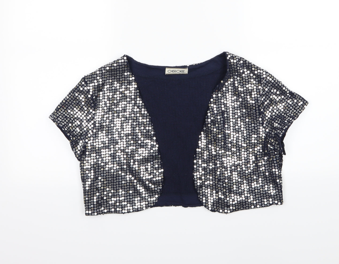 Cherokee Womens Blue  Jersey Jacket  Size M  - Sequin