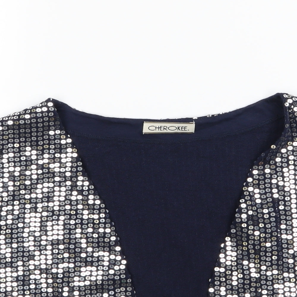 Cherokee Womens Blue  Jersey Jacket  Size M  - Sequin