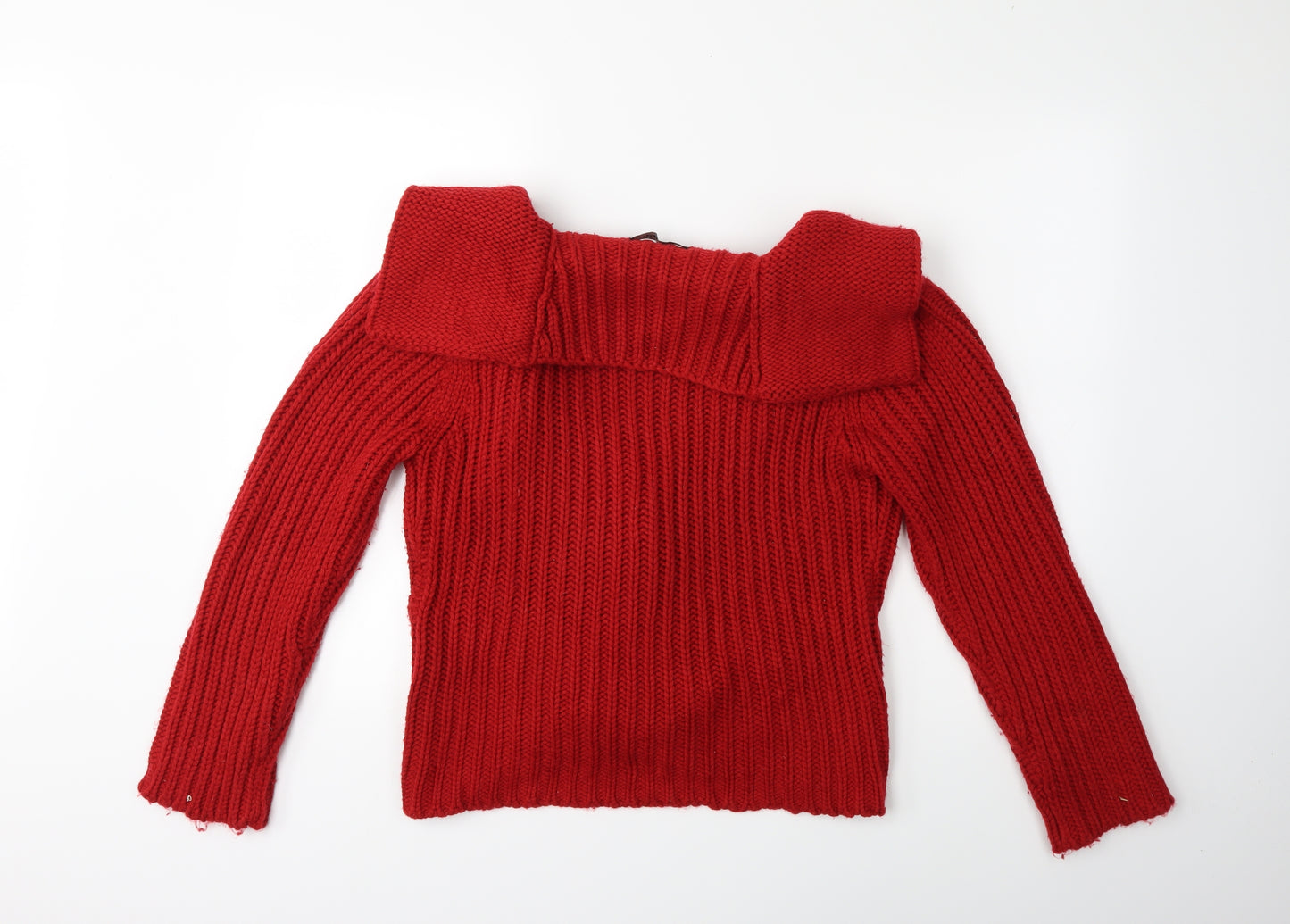 Alexara Womens Red  Knit Cardigan Jumper Size L