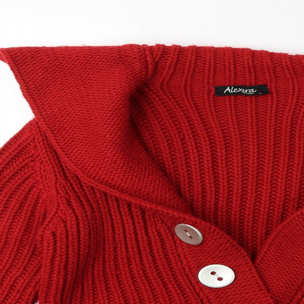 Alexara Womens Red  Knit Cardigan Jumper Size L