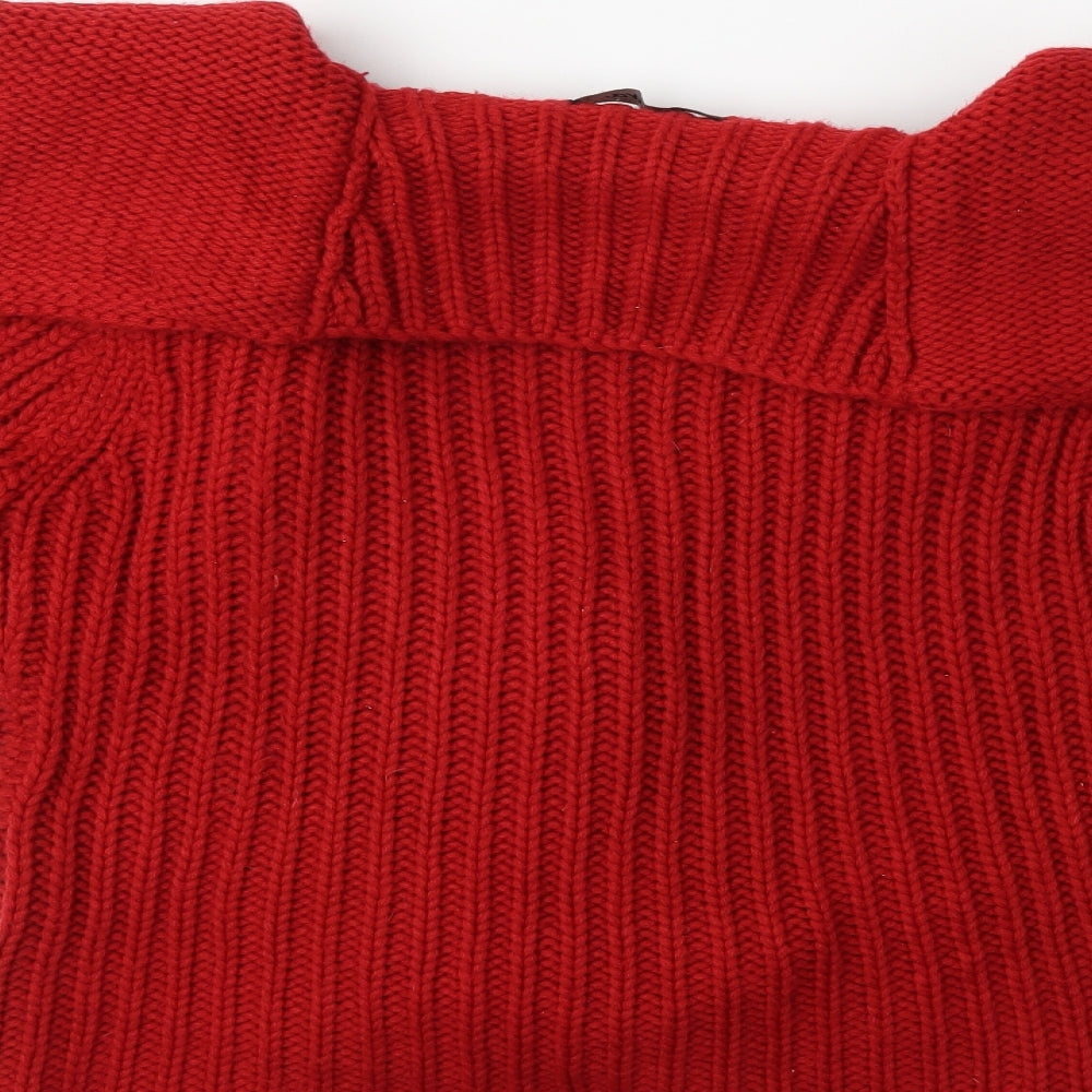 Alexara Womens Red  Knit Cardigan Jumper Size L