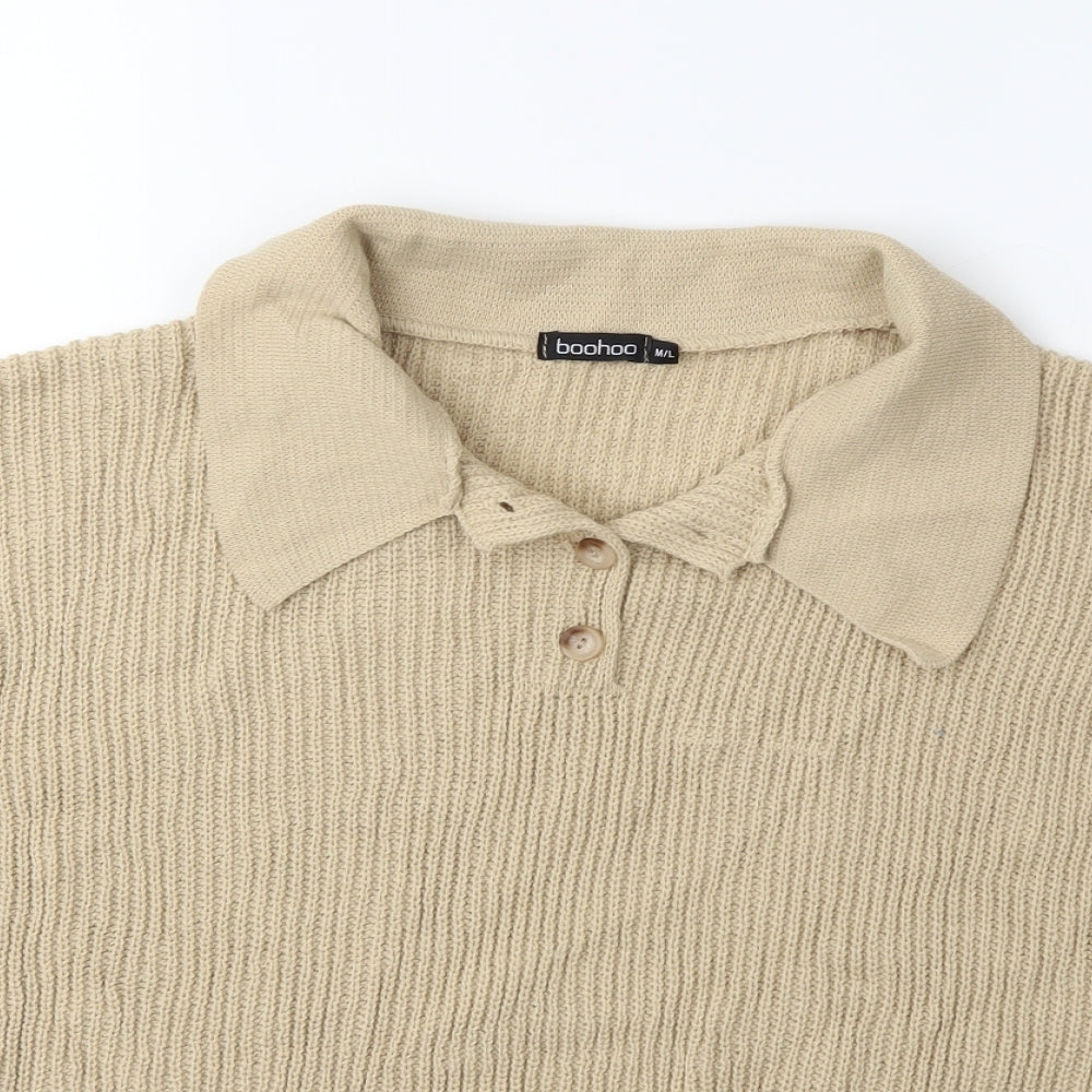 Boohoo Womens Beige  Knit Pullover Jumper Size M