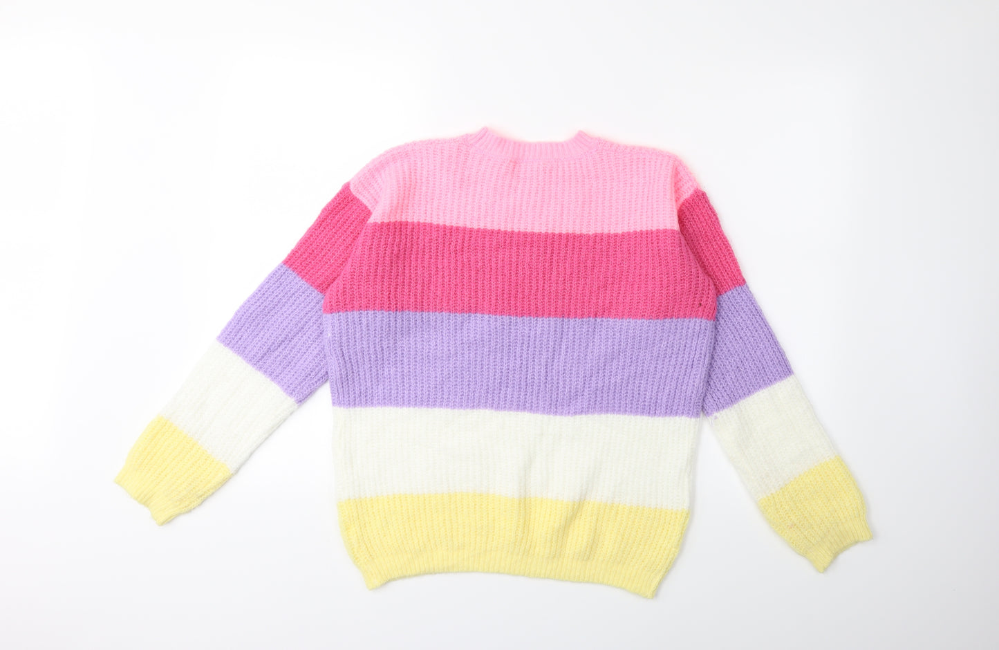 George Girls Pink Striped Knit Pullover Jumper Size 14 Years