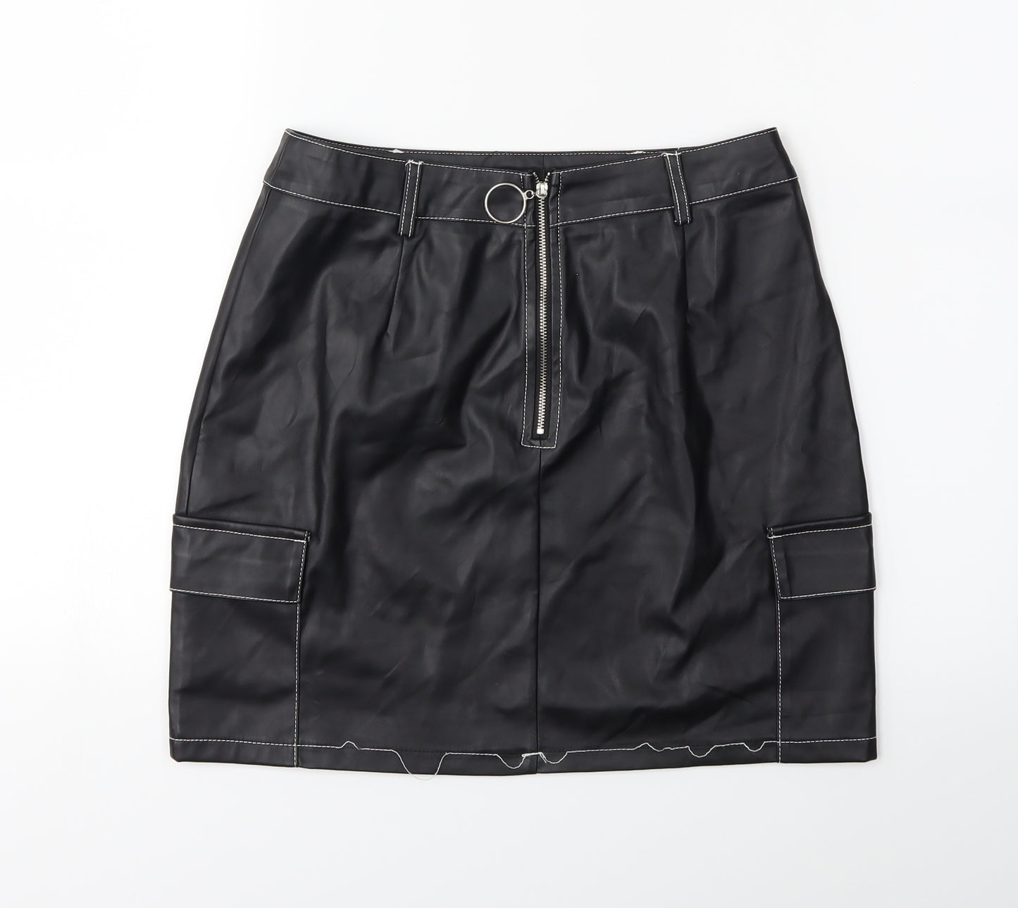 PRETTYLITTLETHING Womens Black   Mini Skirt Size 8