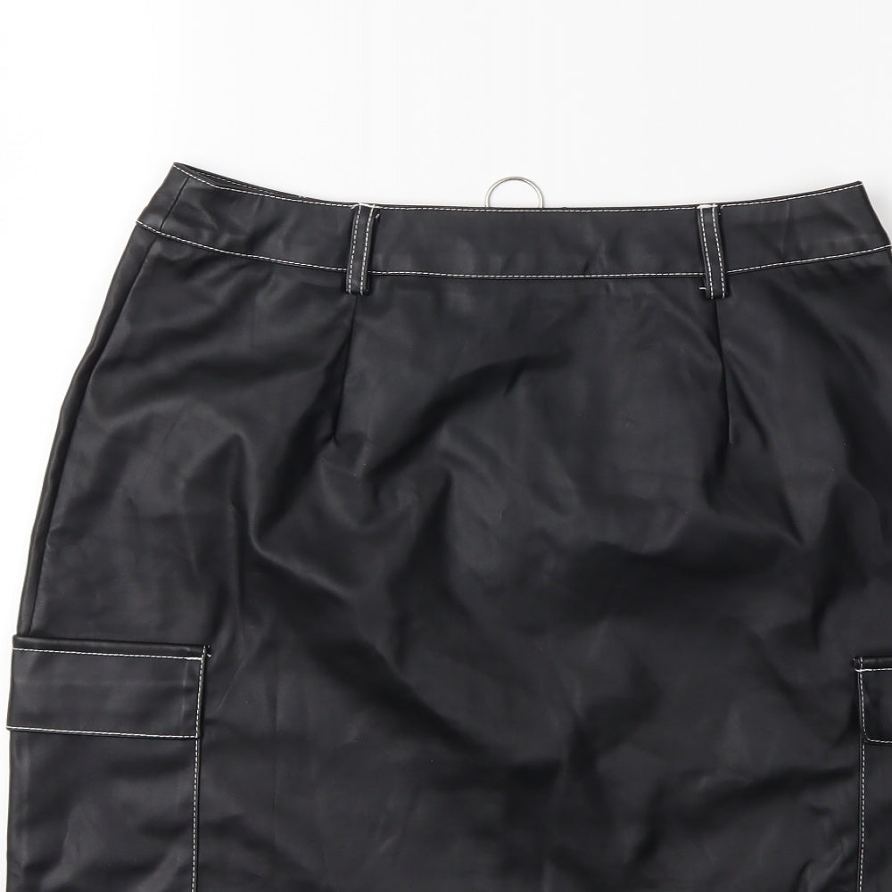 PRETTYLITTLETHING Womens Black   Mini Skirt Size 8
