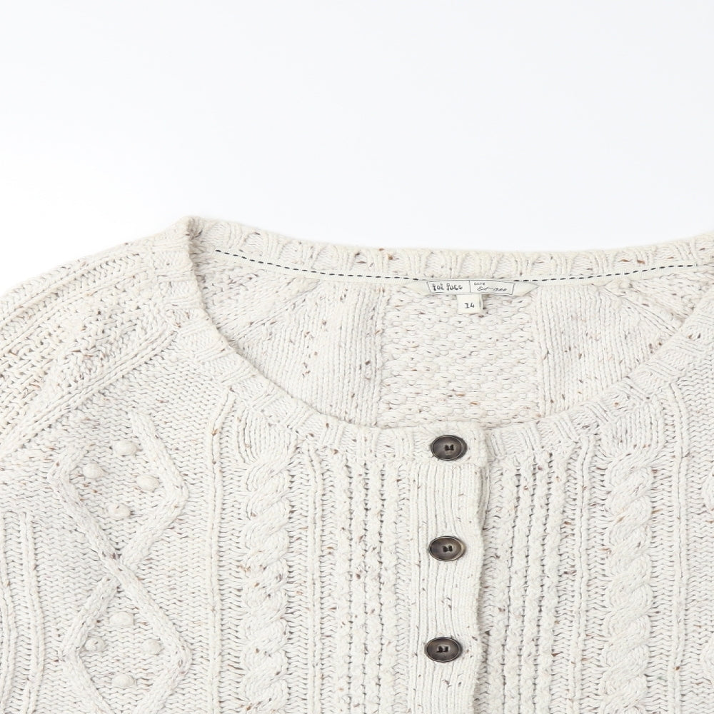 Fat Face Womens Beige  Knit Cardigan Jumper Size 14