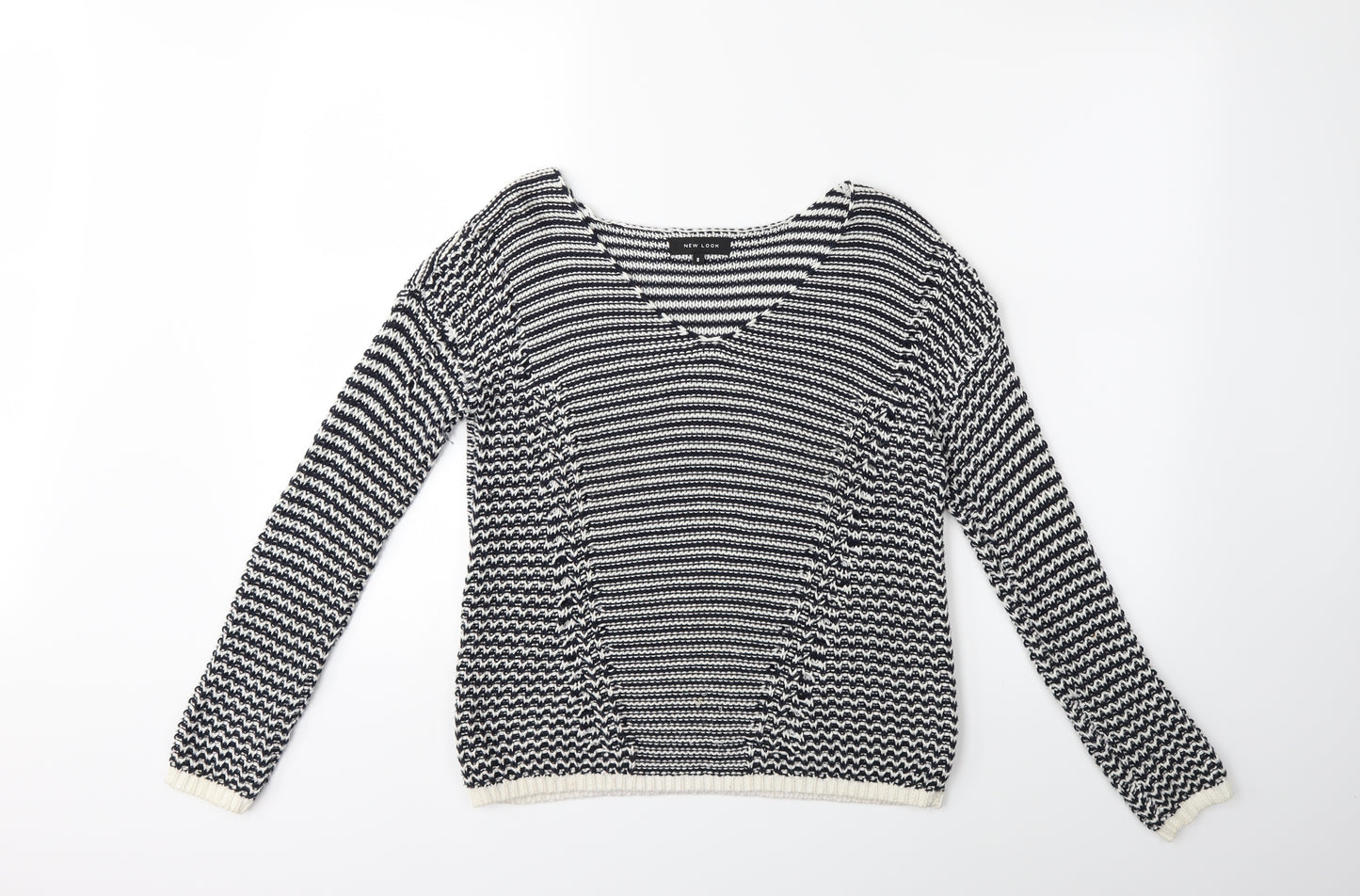 New Look Womens Blue Striped Knit Pullover Jumper Size 8