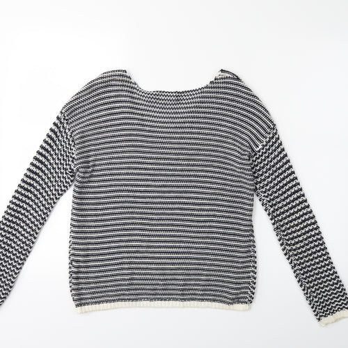 New Look Womens Blue Striped Knit Pullover Jumper Size 8