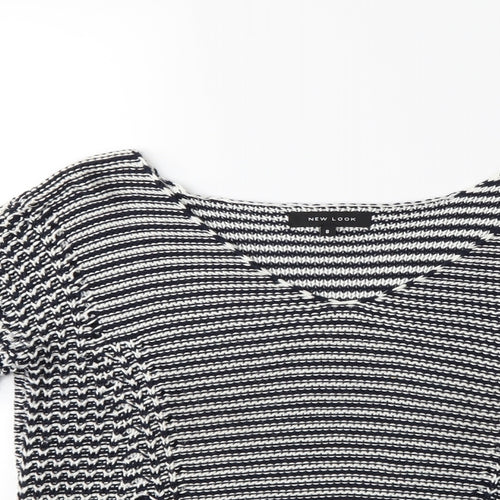 New Look Womens Blue Striped Knit Pullover Jumper Size 8