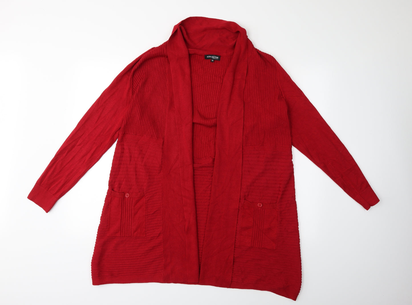 Debenhams Womens Red  Knit Cardigan Jumper Size 18