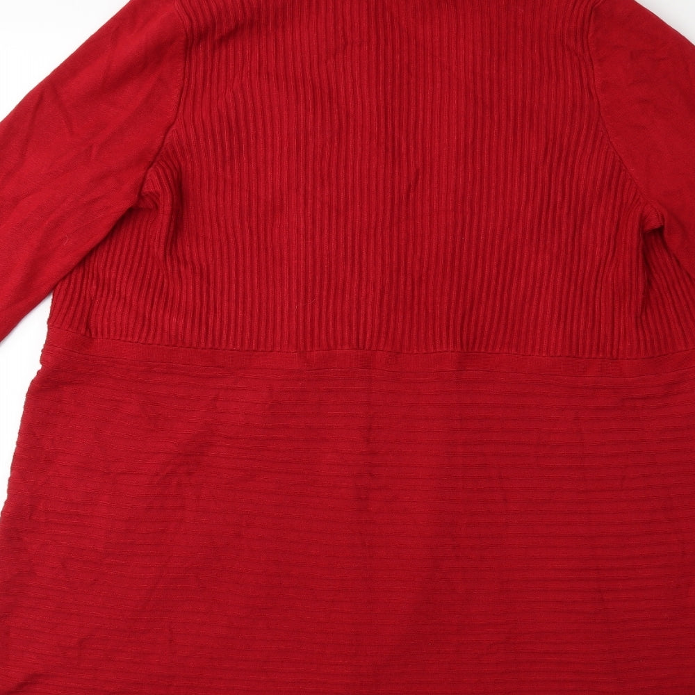Debenhams Womens Red  Knit Cardigan Jumper Size 18