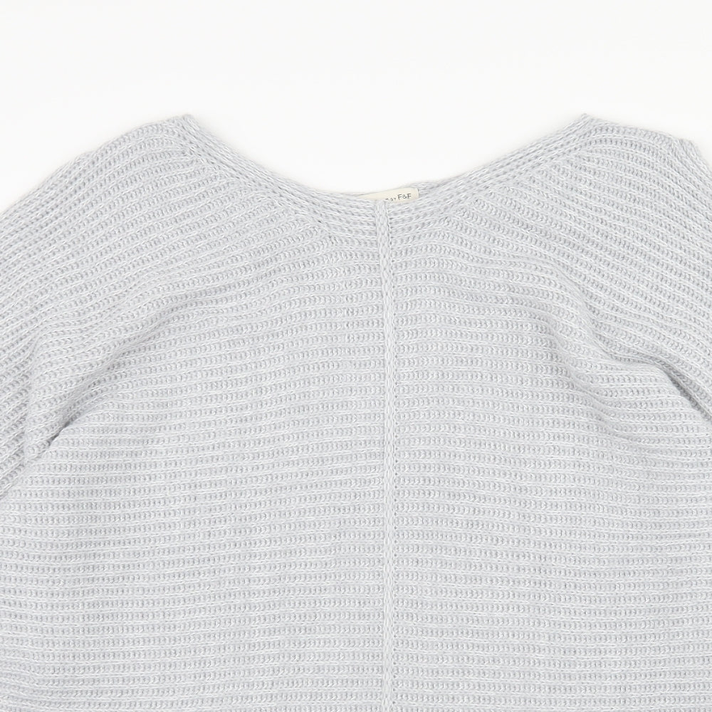 F&F Womens Grey  Knit Pullover Jumper Size 16  - Cut out shoulders