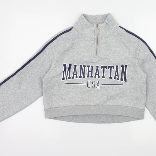 Divided by H&M Womens Grey Striped Jersey Pullover Sweatshirt Size XS  - Manhattan