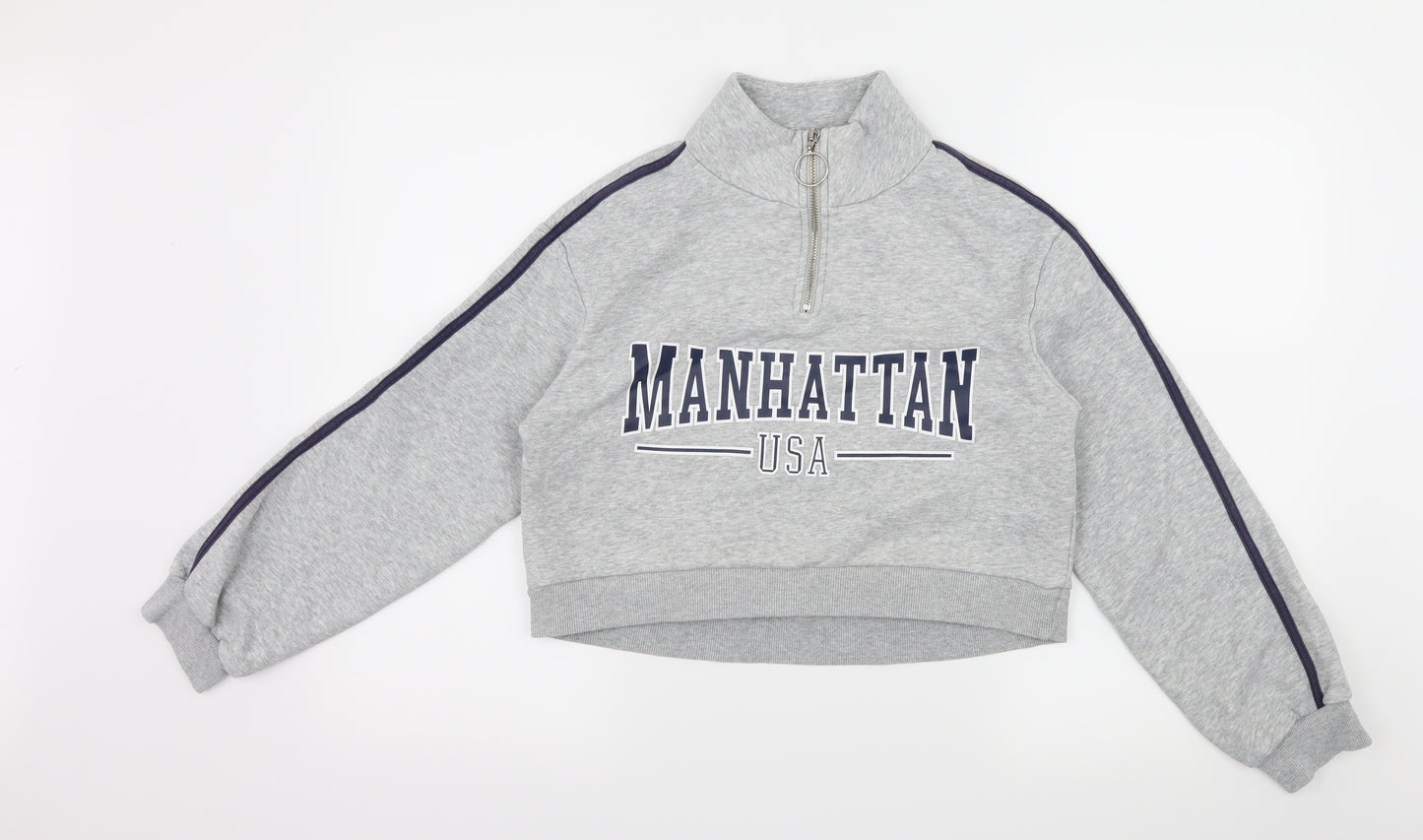 Divided by H&M Womens Grey Striped Jersey Pullover Sweatshirt Size XS  - Manhattan