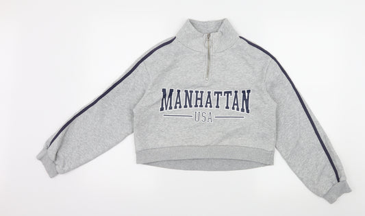 Divided by H&M Womens Grey Striped Jersey Pullover Sweatshirt Size XS  - Manhattan