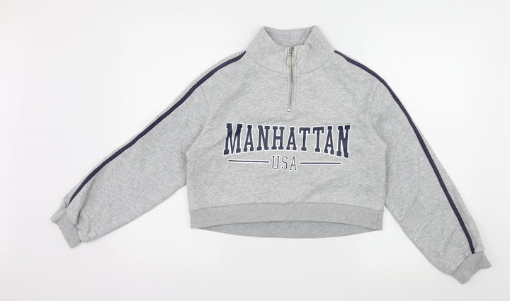 Divided by H&M Womens Grey Striped Jersey Pullover Sweatshirt Size XS  - Manhattan