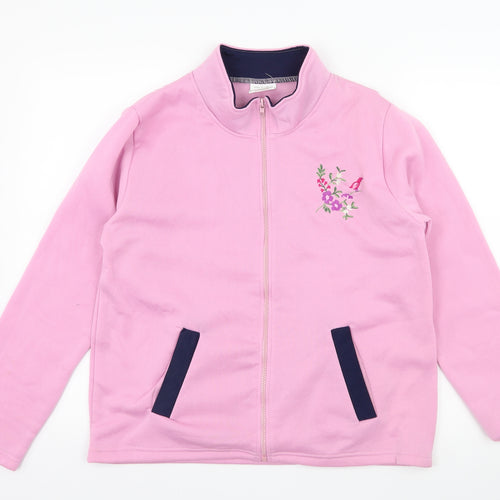 Anne De Lancay Womens Pink Floral Fleece Jacket  Size 14