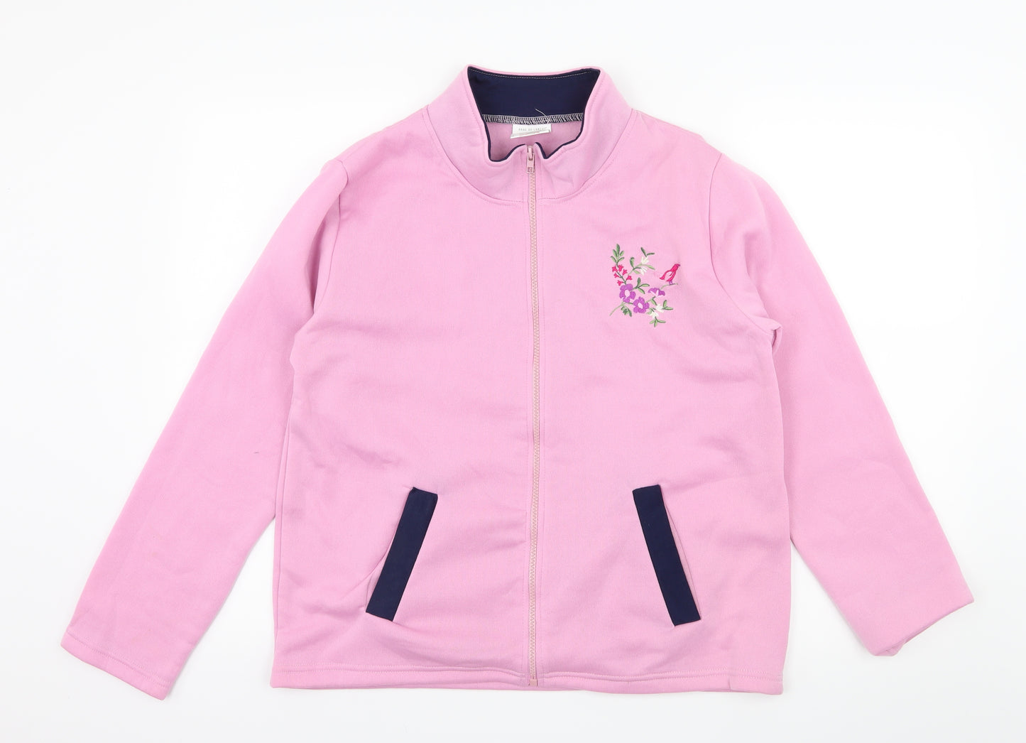 Anne De Lancay Womens Pink Floral Fleece Jacket  Size 14