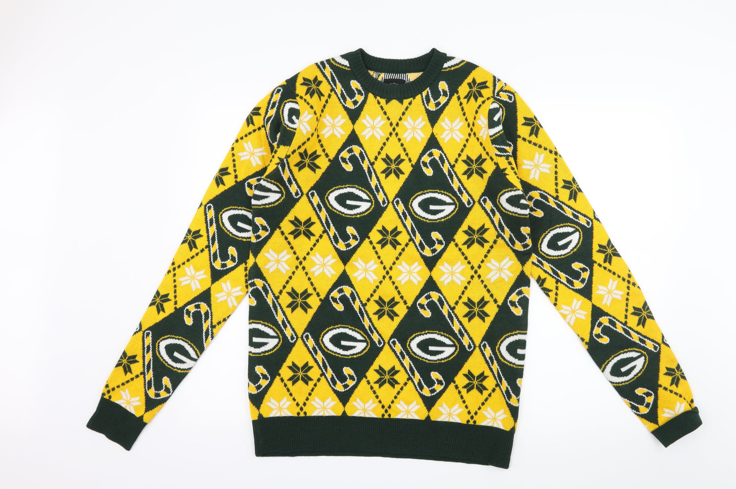 NFL Mens Multicoloured Geometric Knit Pullover Jumper Size S
