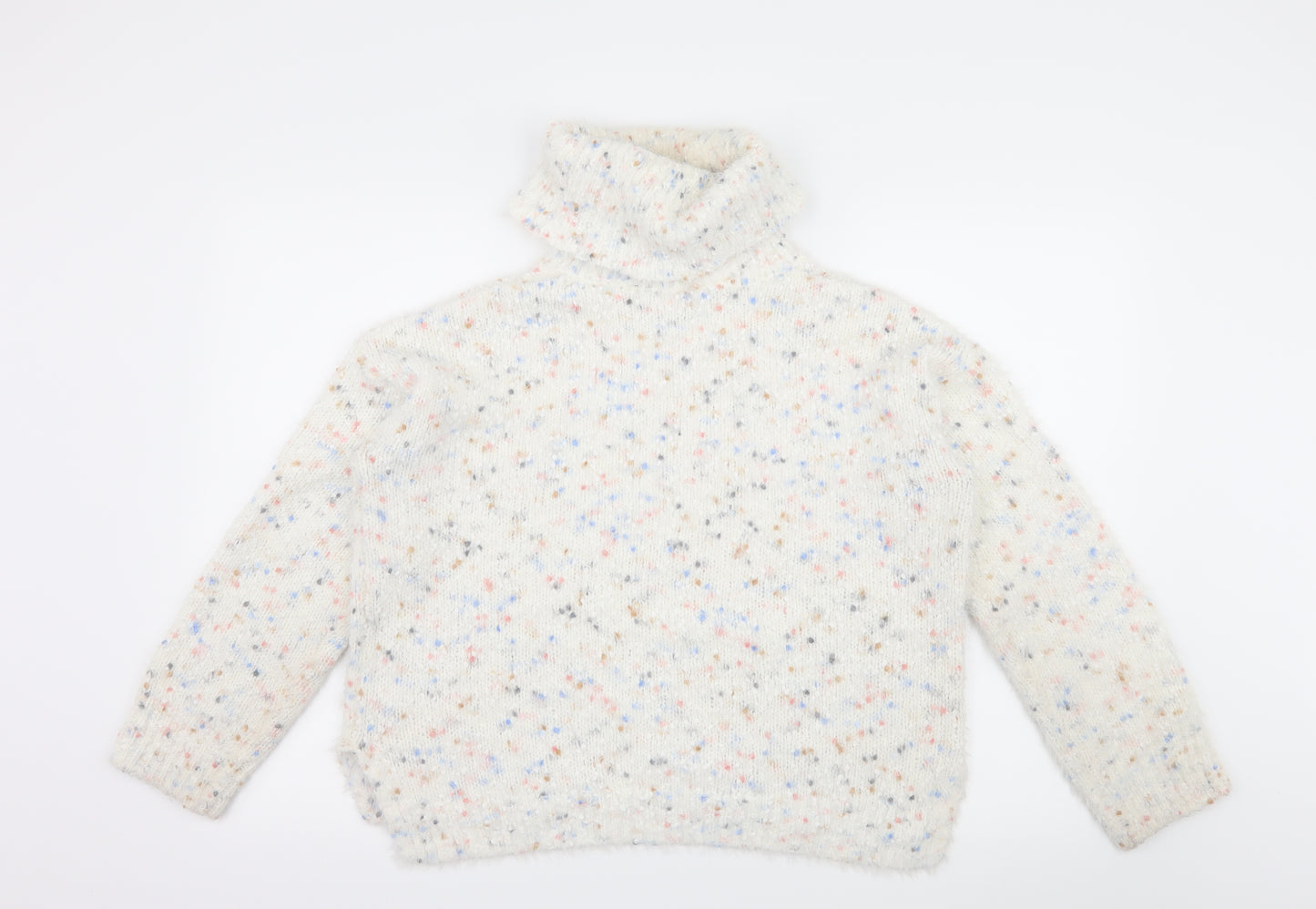 F&F Womens White Polka Dot Knit Pullover Jumper Size 10