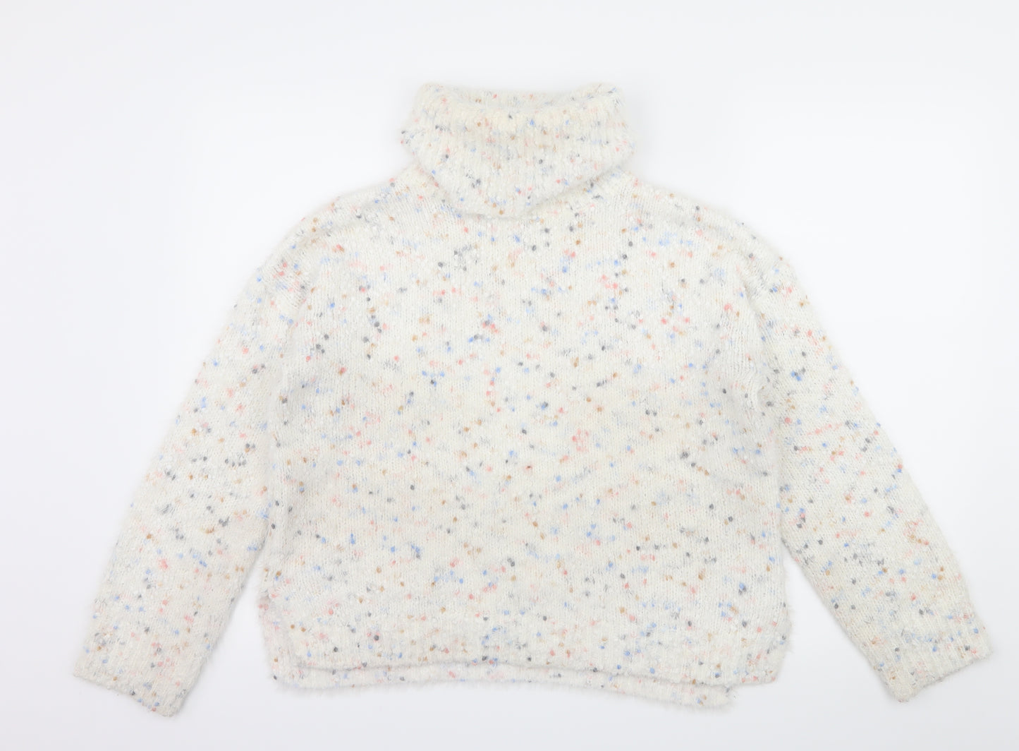 F&F Womens White Polka Dot Knit Pullover Jumper Size 10