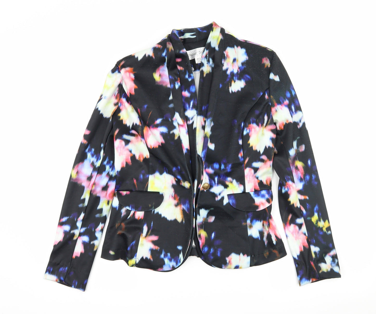 Paper Dolls Womens Black   Jacket Blazer Size 10  - Abstract Design