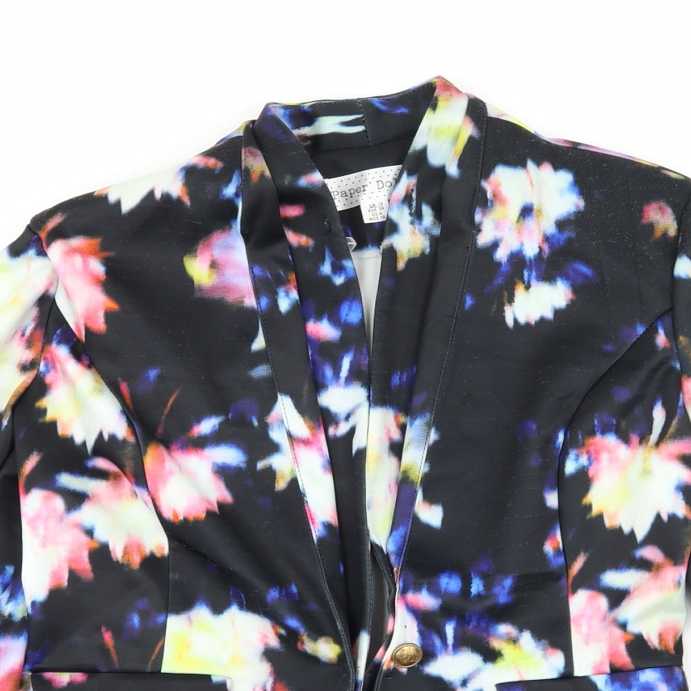 Paper Dolls Womens Black   Jacket Blazer Size 10  - Abstract Design
