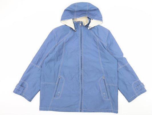 Front view of VS Collection women’s blue jacket, size UK 14