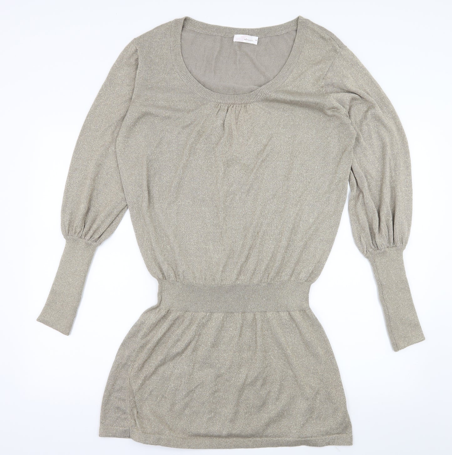 Internacionale Womens Gold  Knit Jumper Dress  Size 16