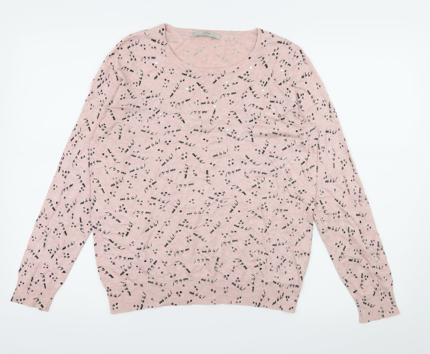 George Womens Pink Geometric Knit Pullover Jumper Size 14  - Ooh La La