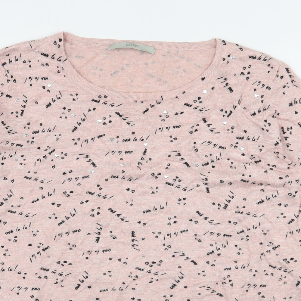 George Womens Pink Geometric Knit Pullover Jumper Size 14  - Ooh La La