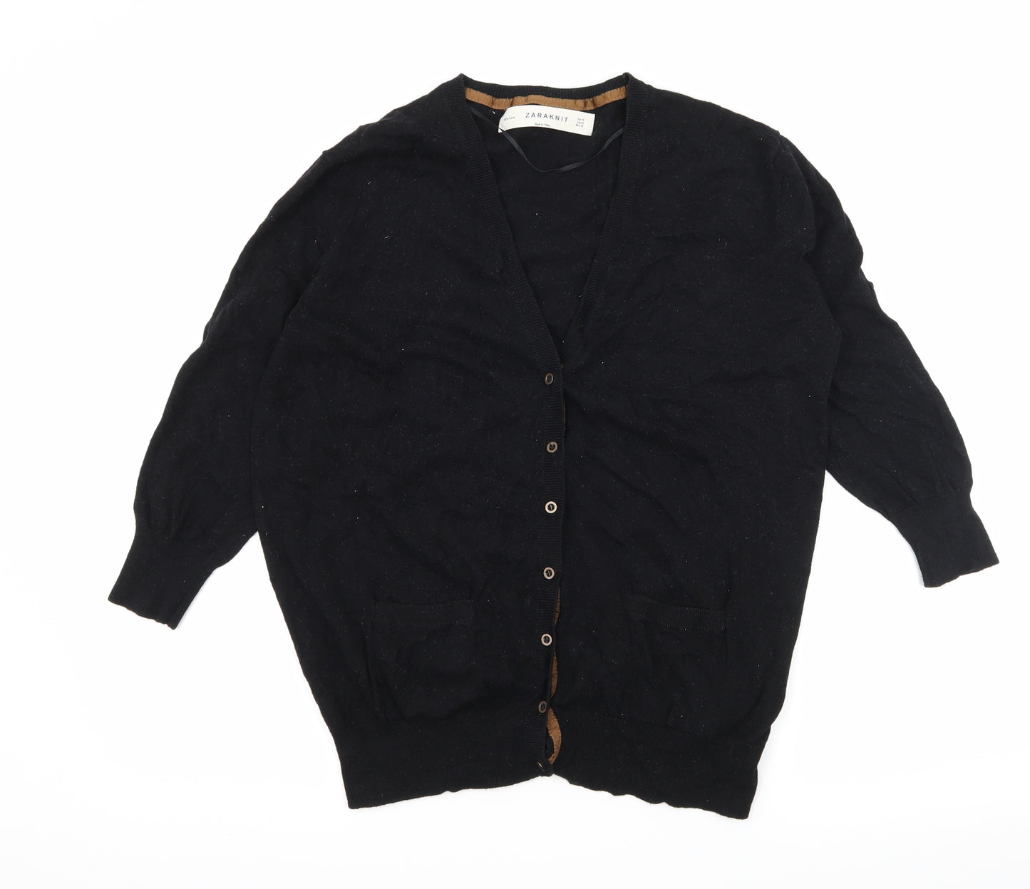 Zara Womens Black  Knit Cardigan Jumper Size M