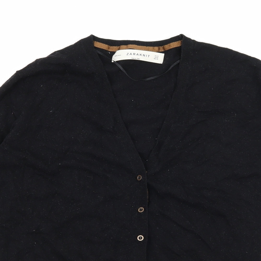 Zara Womens Black  Knit Cardigan Jumper Size M