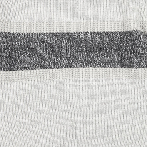 George Mens Grey Striped Knit Pullover Jumper Size XL