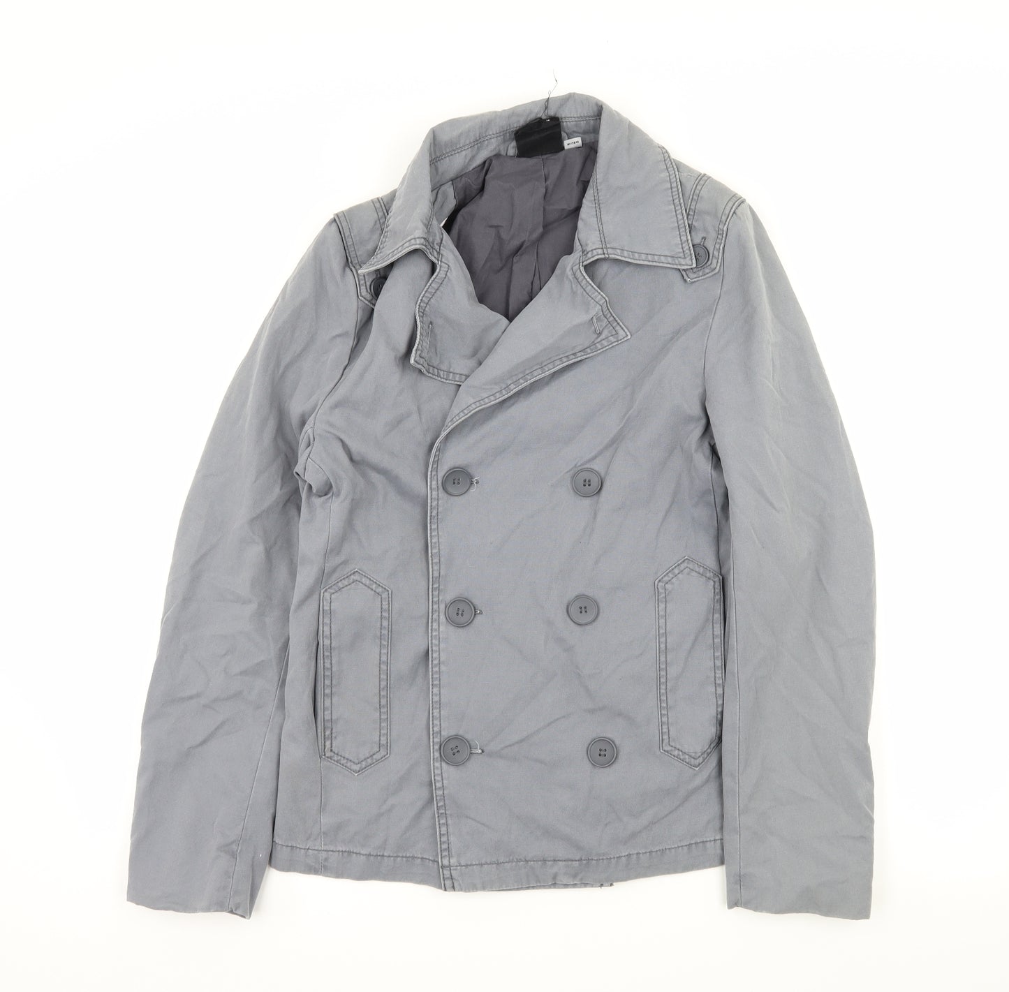 Topman Mens Grey   Pea Coat Coat Size 2XS