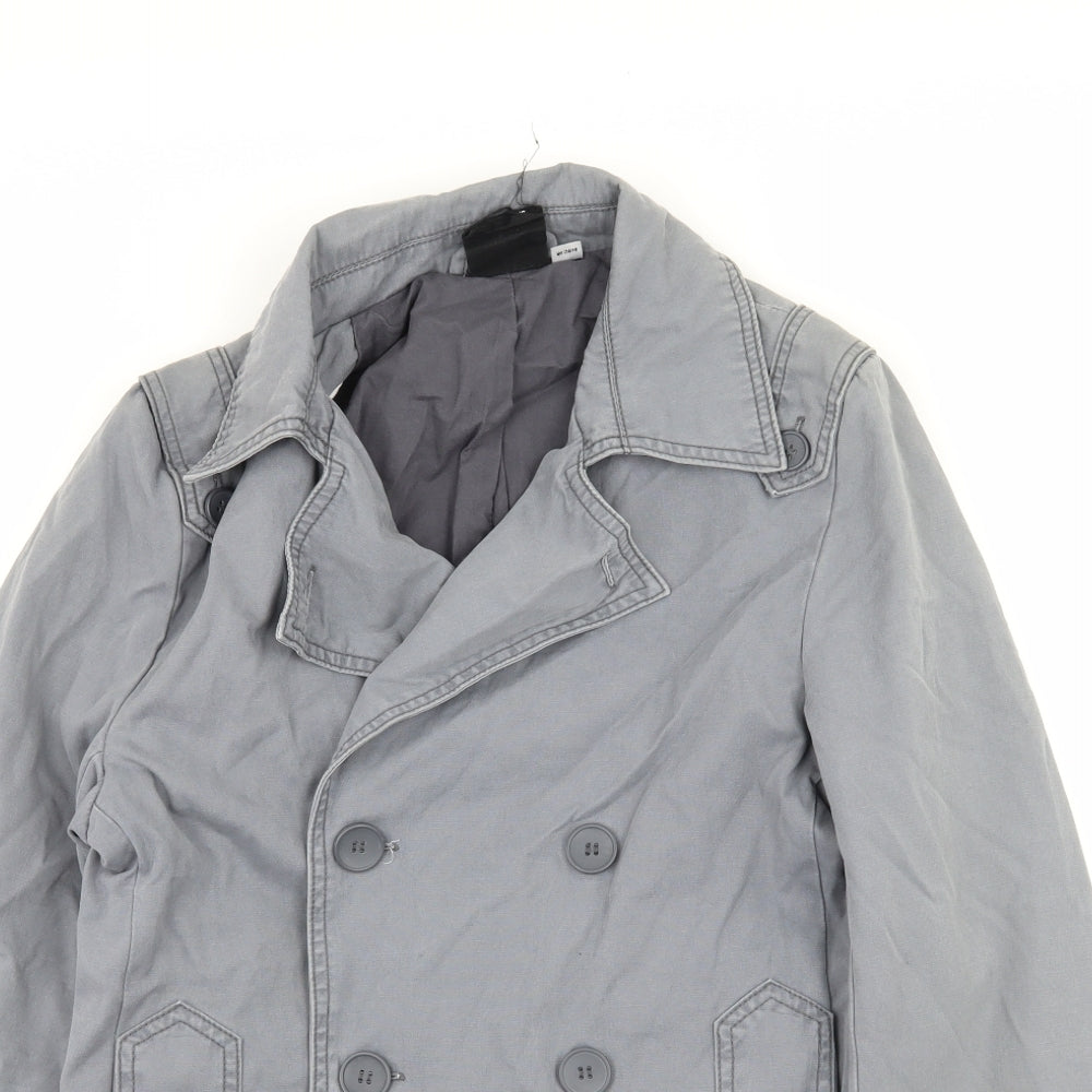 Topman Mens Grey   Pea Coat Coat Size 2XS