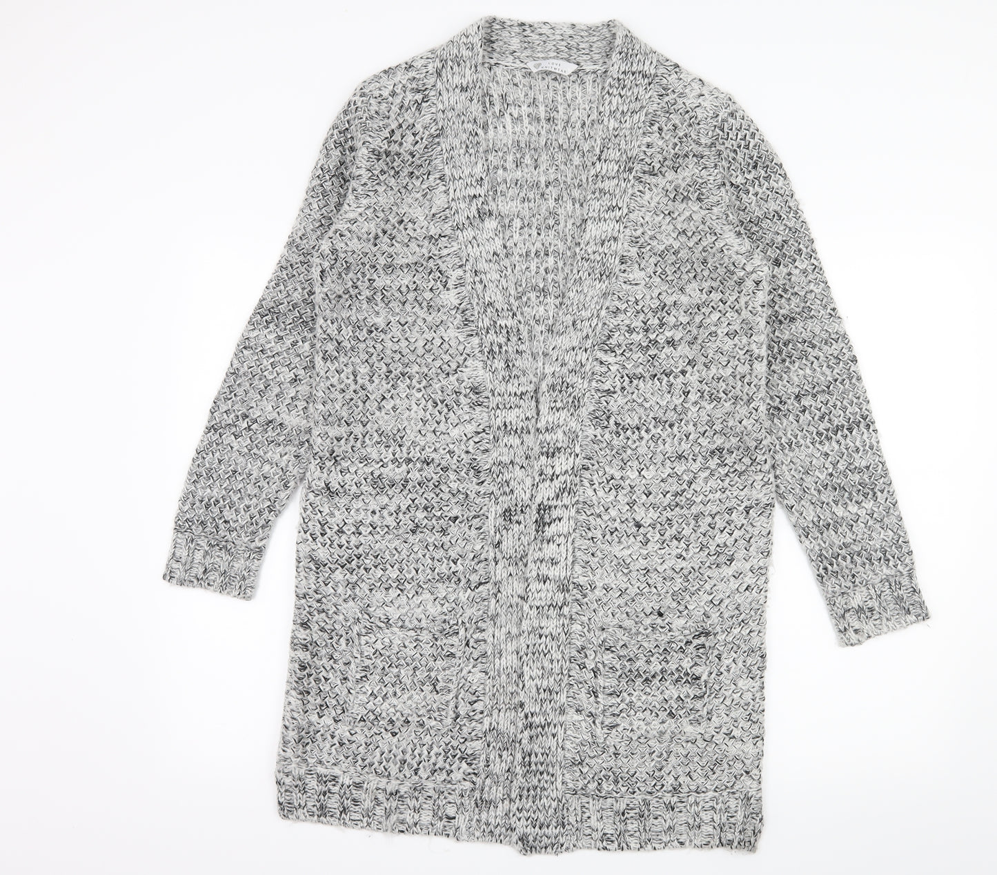 BHS Womens Grey Striped Knit Cardigan Jumper Size M